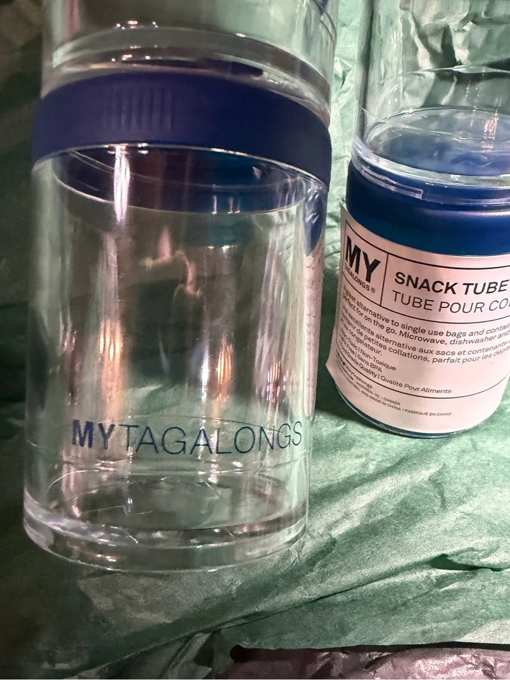 2 Blue Snack Tubes Stackable Container - Mytagalongs